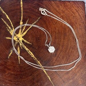 Vintage Sterling Silver Dainty Pendant necklace rhinestone